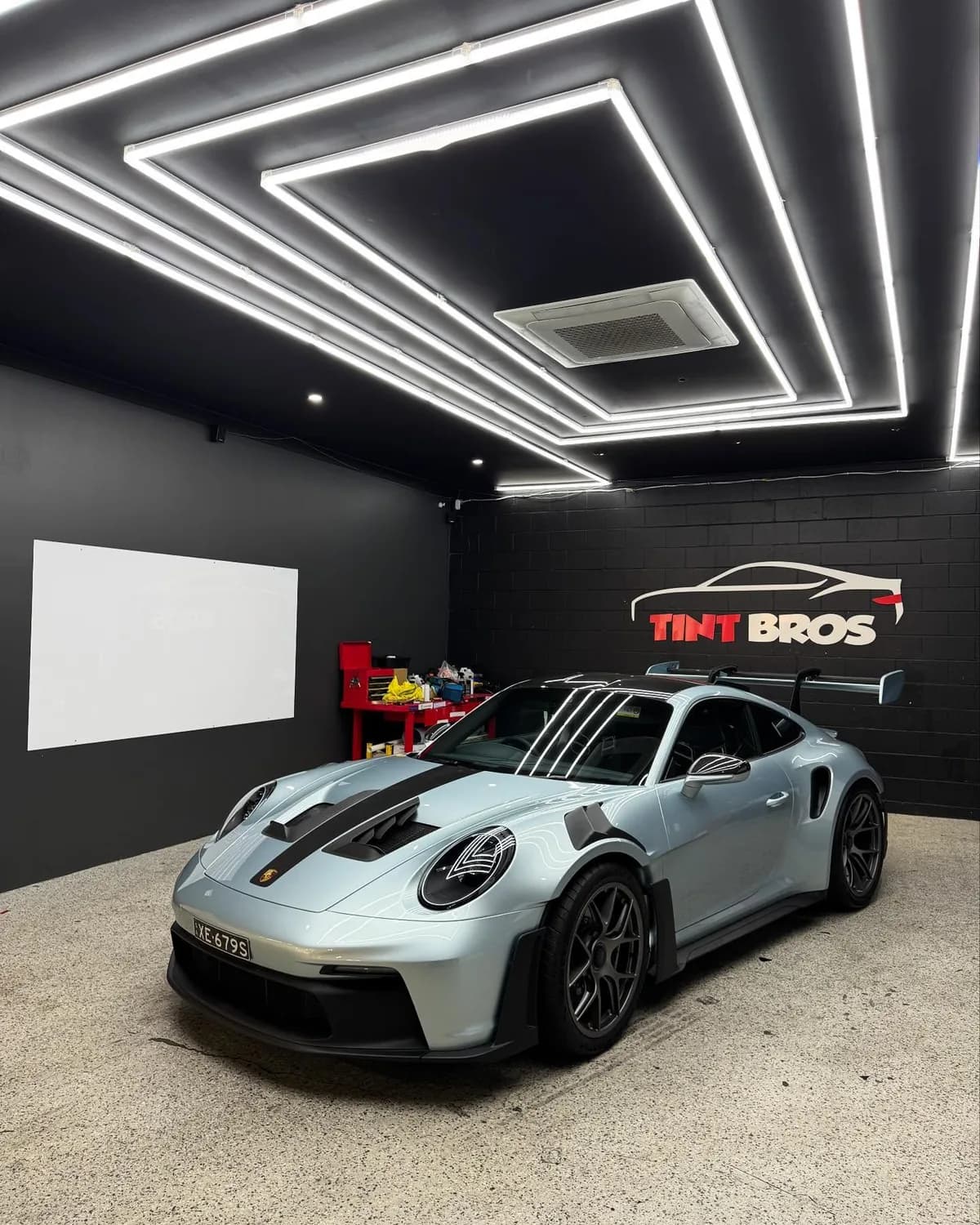 Porsche 911 GT3 RS tinted with Rayno S9 Phantom ceramic film at 15 percent