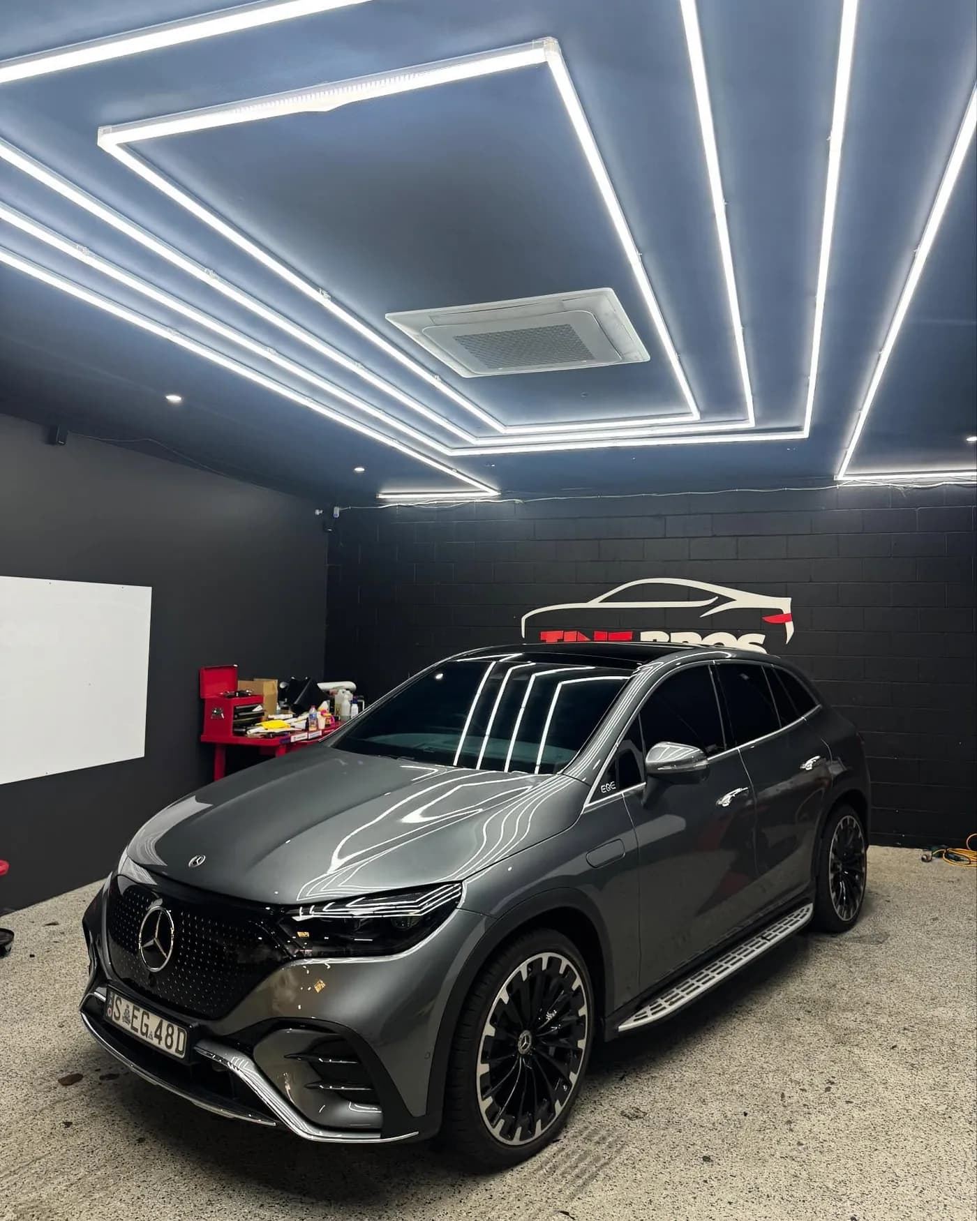 Mercedes EQA 300 with sides, rear glass, windscreen and sunroof tinted in Rayno S9 Phantom