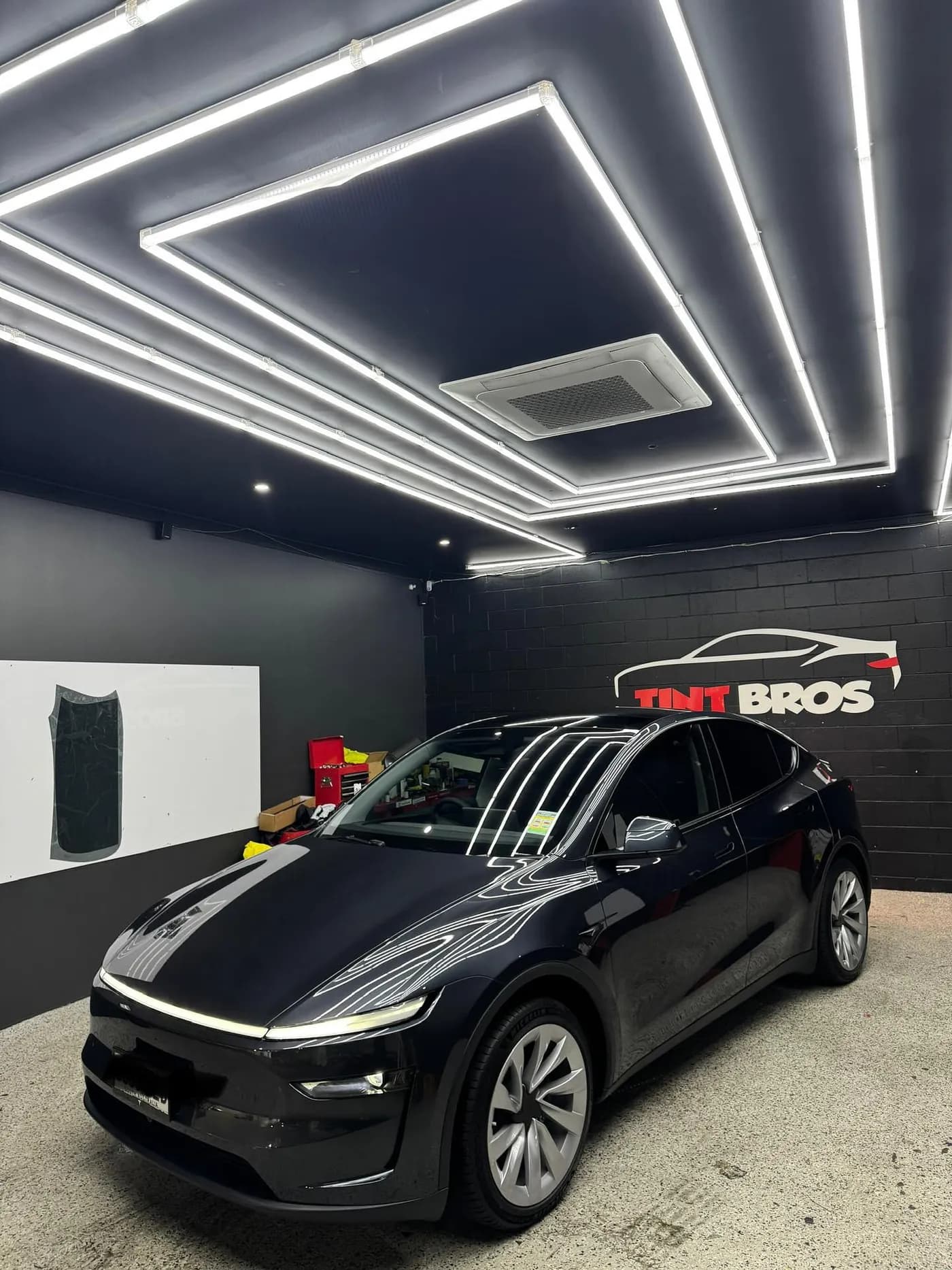 Tesla Model Y with Rayno S9 Phantom tint and Gtechniq ceramic coating